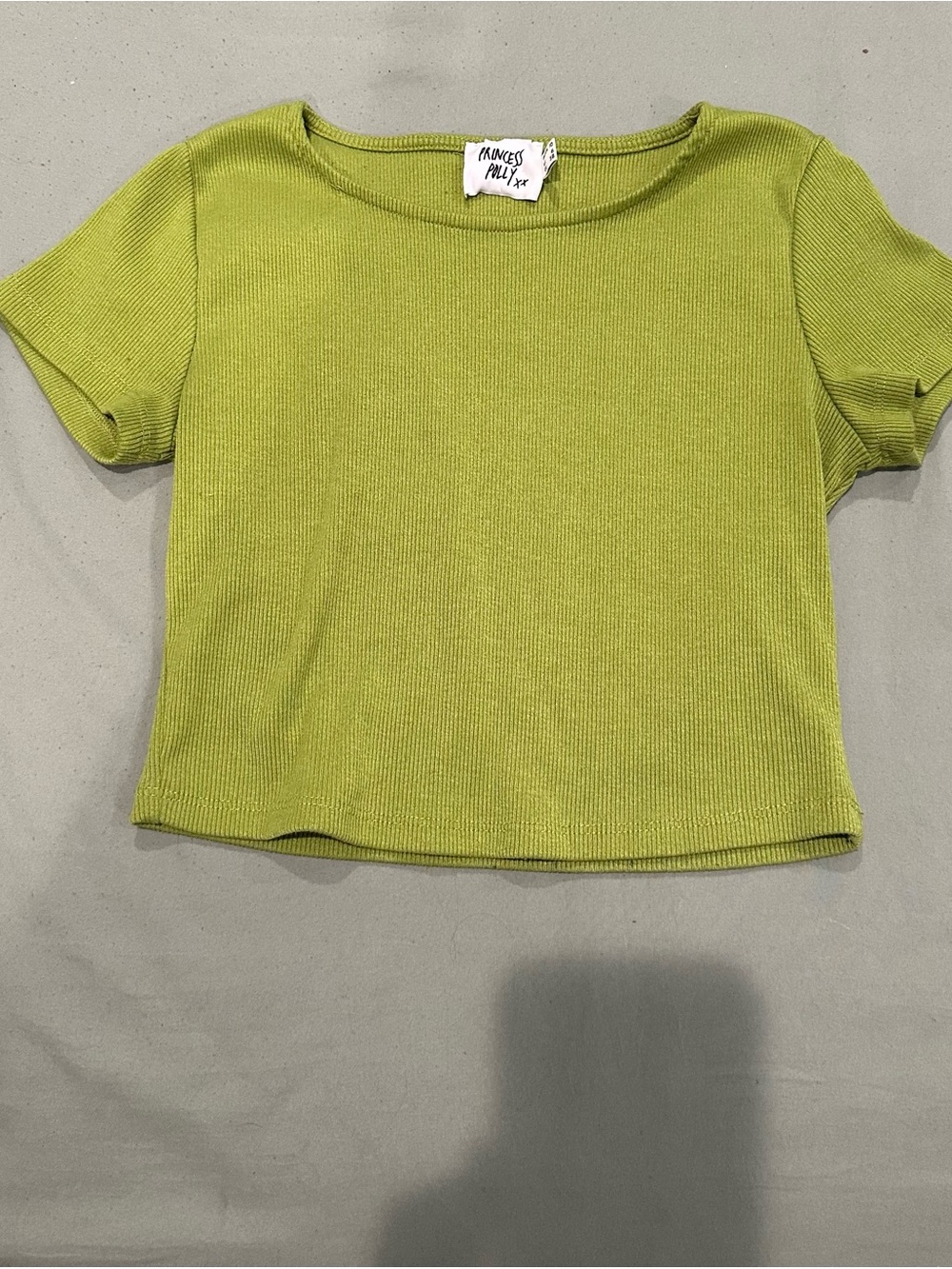 Princess Polly Bright Lime Ribbed Short Sleeve Crop Tee